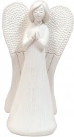 Statua in resina bianca "Angelo con mani giunte" - altezza 13,5 cm