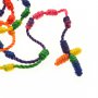 Rosario con nodi in corda multicolore