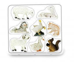 Copertina di 'Statuine animali presepe: set 8 statuette pecore, cane, oche, gatto, scoiattolo, in resina dipinta a mano (circa 2,5 cm)'