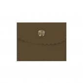Portarosario con bottone in pelle colore marrone - 6,4 x 5 cm