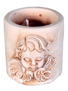 Copertina di 'Coccetto in resina con candela profumata con angioletto - altezza 5 cm'