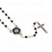 Collana rosario in legno nero con Medaglia Miracolosa - grani tondi 3 mm