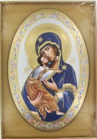Immagine di 'Icona Madonna della tenerezza stampa su legno ovale - 20 x 30 cm'