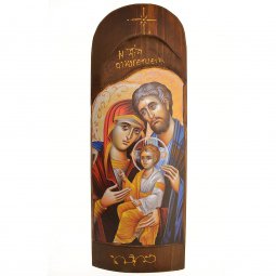 Copertina di 'Icona in legno con Sacra Famiglia in rilievo (h. 40 cm)'