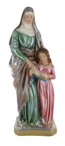 Copertina di 'Statua Sant Anna in gesso madreperlato dipinta a mano - 30 cm'
