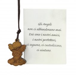 Copertina di 'Ciondolo in ulivo raffigurante l'Angelo Custode (con cordone)'