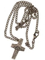 Croce con catenina in metallo "Buon pastore" - altezza 3 cm