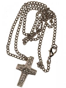 Copertina di 'Croce con catenina in metallo "Buon pastore" - altezza 3 cm'