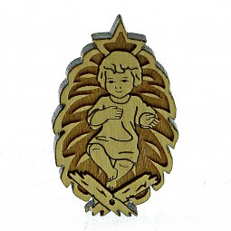 Copertina di 'Ges bambino in legno d'ulivo con magnete - altezza 4,5 cm'