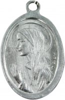 Immagine di 'Medaglia Madonna Lourdes in alluminio con smalto azzurro - 1,5 cm'