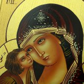 Immagine di 'Icona bizantina dipinta a mano "Madre di Dio Donskaja" - 18x14 cm'