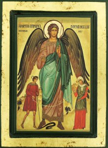 Copertina di 'Icona San Raffaele Arcangelo, produzione greca in legno - 25 x 18,5 cm'
