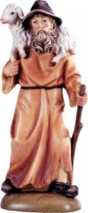 Copertina di 'Pastore con pecora in spalla B.K. - Demetz - Deur - Statua in legno dipinta a mano. Altezza pari a 12 cm.'