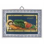 Icona in legno con cornice azzurra "San Giuseppe dormiente" - dimensioni 10x14 cm