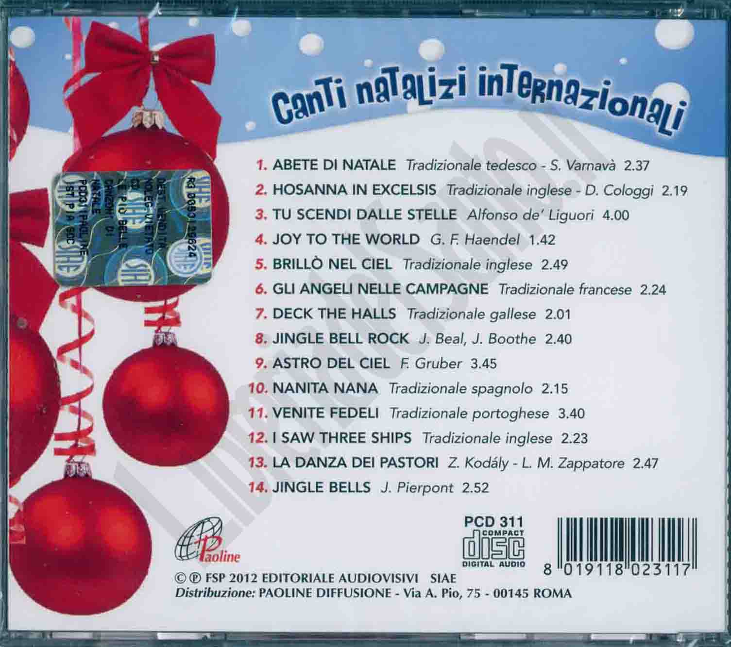 Canti Di Natale.Le Piu Belle Canzoni Di Natale Cd Musica Natalizia Libreriadelsanto It
