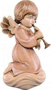 Copertina di 'Angelo Pitti con trombetta, Bassorilievo in legno da appendere, 10 cm, Demetz Deur'