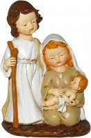 Natività in resina colorata, decorazione natalizia/soprammobile, piccolo presepe con Sacra Famiglia, 11 x 16 cm