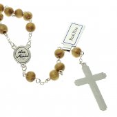 Immagine di 'Scatolina portarosario con rosario in legno di pino "Sacra Famiglia"'
