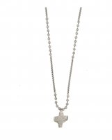 Collana rosario Fidei in metallo argentato per uomo - grani tondi 4 mm