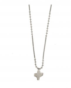 Copertina di 'Collana rosario Fidei in metallo argentato per uomo - grani tondi 4 mm'
