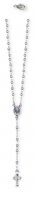 Collana rosario in argento 925 con crocetta trilobata - grani tondi 2 mm