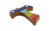 Immagine di 'Croce Tau in legno di ulivo dipinta con i colori arcobaleno e con laccio - 4 cm'