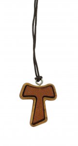Copertina di 'Croce Tau in legno di ulivo e cuoio con cordoncino (croce di San Francesco d'Assisi) - 2,5 cm'