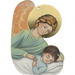 Copertina di 'Icona sagomata "Angelo custode" con cartoncino-preghiera - dimensioni 9x13 cm'