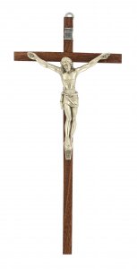 Copertina di 'Crocifisso da parete in legno di mogano con Cristo in metallo - 20,5 cm'