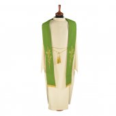 Stola verde con frangia e cordoniera "simboli eucaristici"