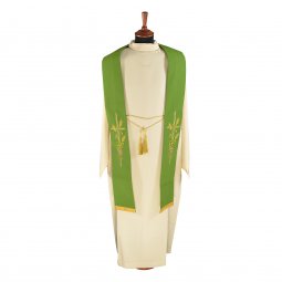 Copertina di 'Stola verde con frangia e cordoniera "simboli eucaristici"'