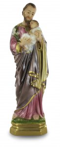 Copertina di 'Statua di San Giuseppe con Bambino, in gesso madreperlato, dipinta a mano - 60 cm'