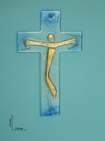 Croce in vetro colorato - altezza 21 cm
