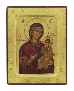 Copertina di 'Icona Madonna con il Bambino, produzione greca su legno - 18 x 14 cm'