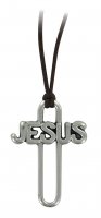 Croce traforata jesus in metallo argentato - 4 cm