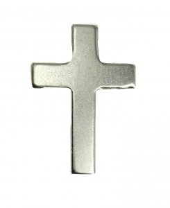 Copertina di 'Crocetta distintivo in metallo liscio nichelato con spilla - 2 cm'
