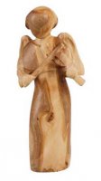 Statuetta in legno d'ulivo "Angelo con violino" - altezza 7,5 cm