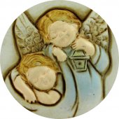 Immagine di 'Bomboniera battesimo: Croce in resina con angelo custode - 8,5 cm'