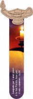 Segnalibro plastificato con applicazione in legno "Lampada ai miei passi" - altezza 18 cm