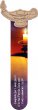 Segnalibro plastificato con applicazione in legno "Lampada ai miei passi" - altezza 18 cm