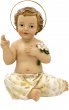 Bambino Gesù seduto in resina colorata dipinto a mano - altezza 20 cm