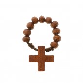 Decina rosario in legno inciso - grani tondi 7 mm