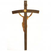 Immagine di 'Croce artigianale in legno scuro con corpo in legno chiaro'