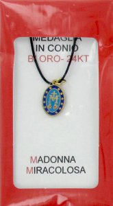 Copertina di 'STOCK: Medaglia Miracolosa coniata con bagno d'oro 24 kt con smalto blu - 2,2 cm'