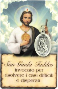 Copertina di 'Card San Giuda Taddeo della guarigione in PVC con preghiera e medaglia - 5,5 x 8,5 cm - italiano'