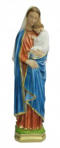 Copertina di 'Statua Madonna con bambino in gesso dipinta a mano - 60 cm'