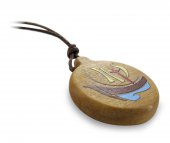 Immagine di 'Ciondolo Anno della Fede ovale in legno d'ulivo con cordone - 2,5 cm'