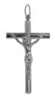 Croce tondino con Cristo riportato in metallo nichelato - 3,5 cm