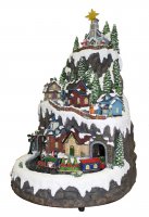 Immagine di 'Villaggio natalizio su montagna innevata con treno in movimento, luci, musica (32,5 x 50 x 31 cm)'
