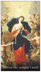 Copertina di 'Immaginetta di Maria che scioglie i nodi con preghiera - 5,8 x 10,3 cm'